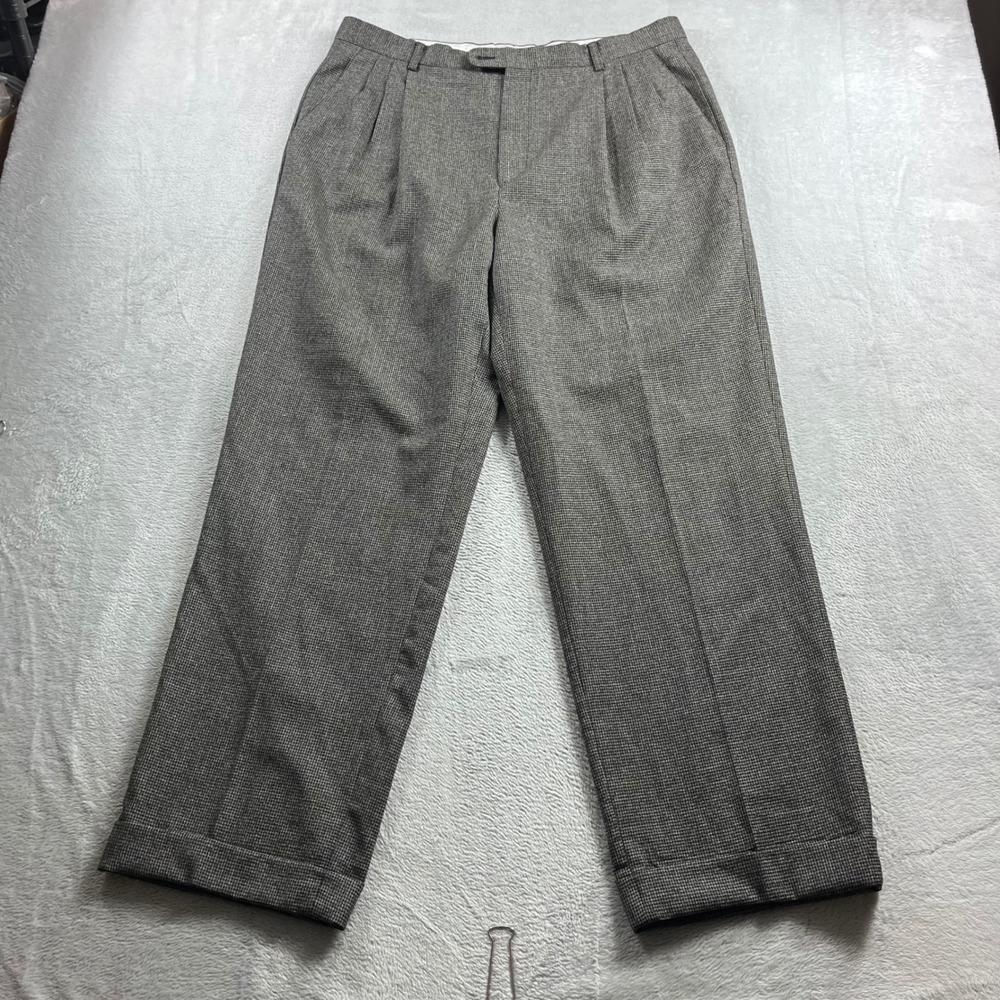 Zanella Nordstrom Mens 36 Grey Wool Cashmere Pleated Cuffed Dress Pants Italy